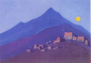 Nicholas Roerich - Moon over monastery in mountains