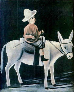 A boy on a donkey