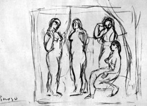 Pablo Picasso - Study to --Girls from Avignon--