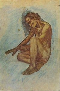 Pablo Picasso - Old Woman stretching out her hands to the fire