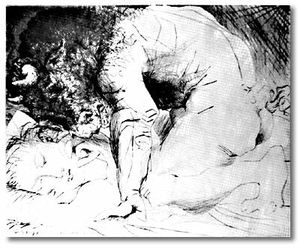 Pablo Picasso - Minotaur caressing a sleeping woman