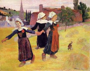Breton girls dancing