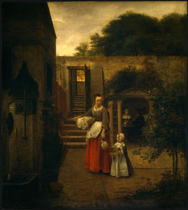 Pieter De Hooch - Woman and Child in a Courtyard