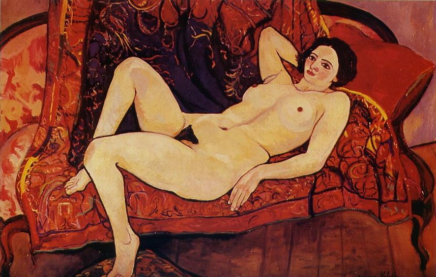 Wikioo.org - The Encyclopedia of Fine Arts - Painting, Artwork by Suzanne Valadon - Nude on the sofa