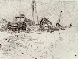 Road with Telegraph Pole and Crane