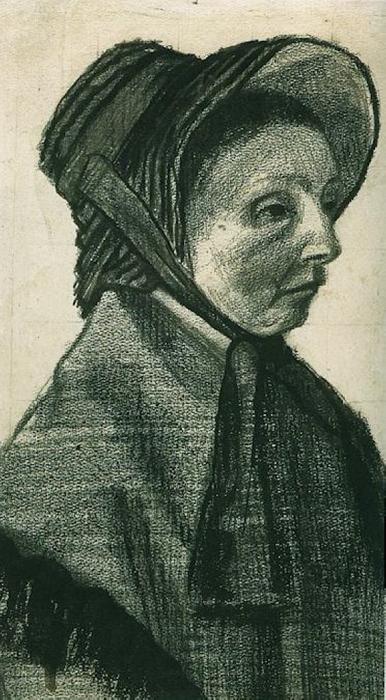  Museum Art Reproductions Woman with Hat, Head, 1882 by Vincent Van Gogh (1853-1890, Netherlands) | ArtsDot.com