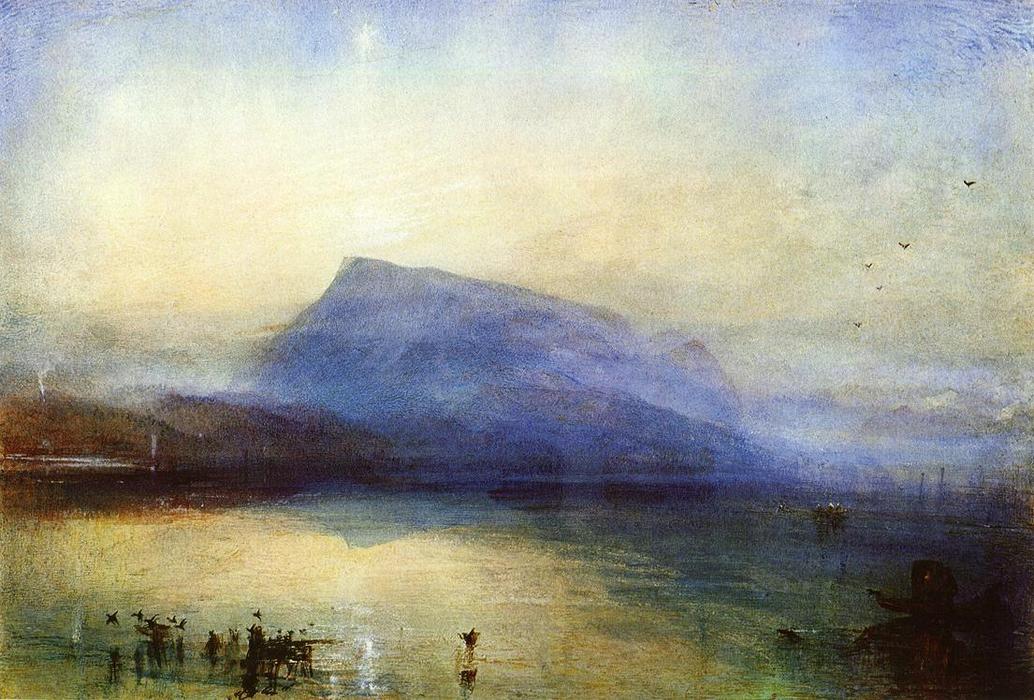 WikiOO.org - Encyclopedia of Fine Arts - Maalaus, taideteos William Turner - The Blue Rigi Lake of Lucerne Sunrise