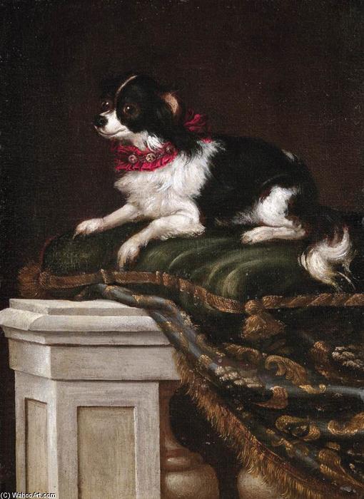 Wikioo.org - The Encyclopedia of Fine Arts - Painting, Artwork by Francesco Fieravino (Il Maltese) - A Spaniel on a Cushion