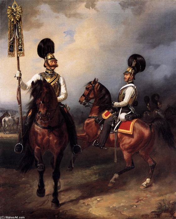 Wikioo.org - The Encyclopedia of Fine Arts - Painting, Artwork by Franz Krüger - Two Cuirassiers from the Regiment of Czar Nicholas I
