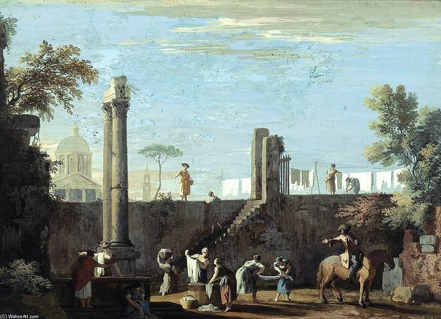 Wikioo.org - The Encyclopedia of Fine Arts - Painting, Artwork by Marco Ricci - Figures among Ruins