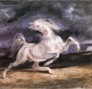Eugène Delacroix - Horse Frightened by a Storm