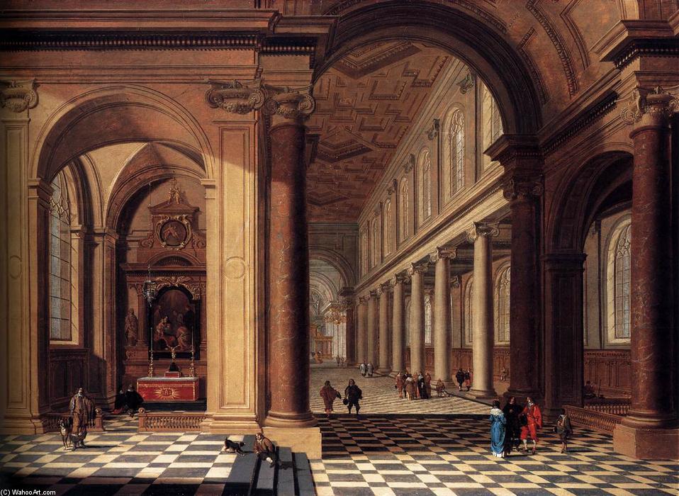 Wikioo.org - The Encyclopedia of Fine Arts - Painting, Artwork by Gerard Houckgeest - Interior of an Imaginary Catholic Church in Classical Style