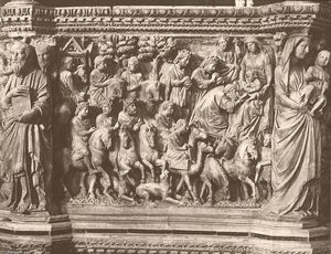 Adoration of the Magi, relief from the pulpit
