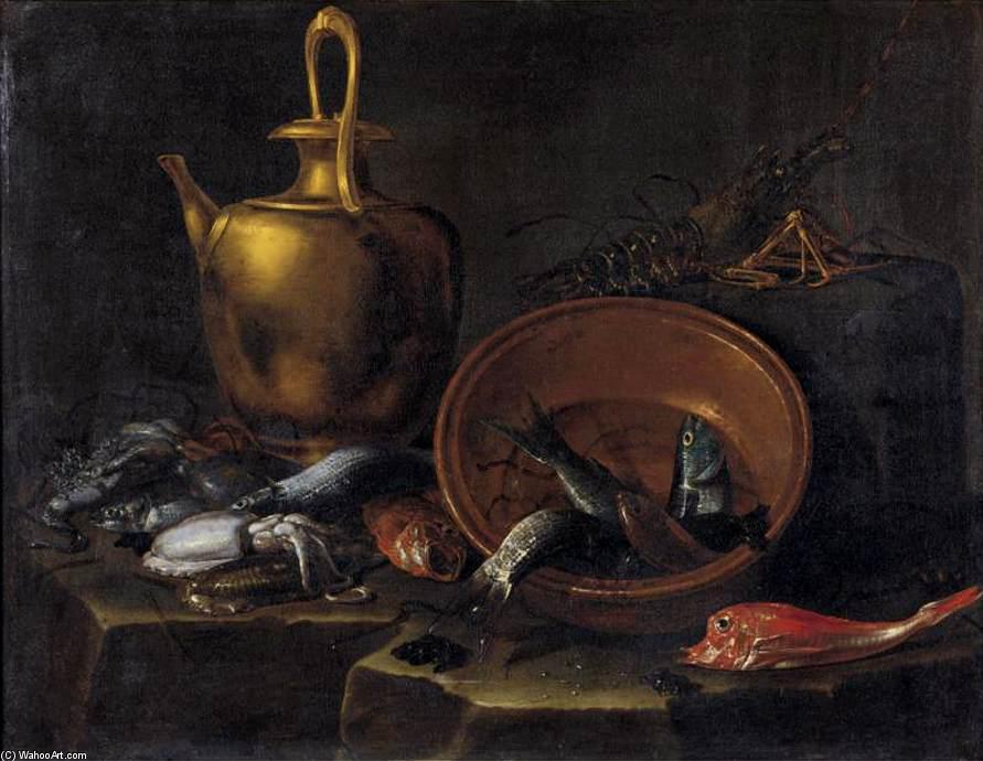Wikioo.org - The Encyclopedia of Fine Arts - Painting, Artwork by Giuseppe Recco - Still-Life with Fish