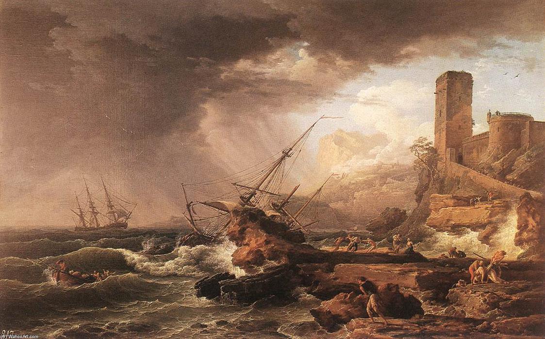Wikioo.org - The Encyclopedia of Fine Arts - Painting, Artwork by Claude Joseph Vernet - Storm with a Shipwreck