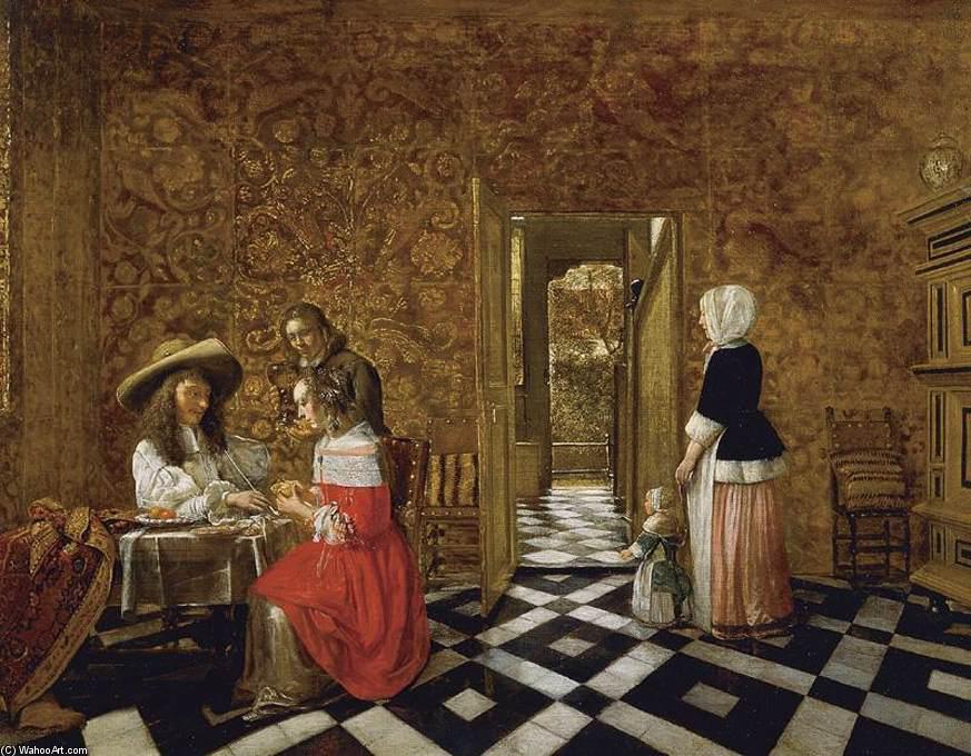 Wikioo.org - The Encyclopedia of Fine Arts - Painting, Artwork by Hendrick Van Der Burch - Merry Company at a Table
