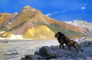 Jean Léon Gérôme - Lion on a Cliff
