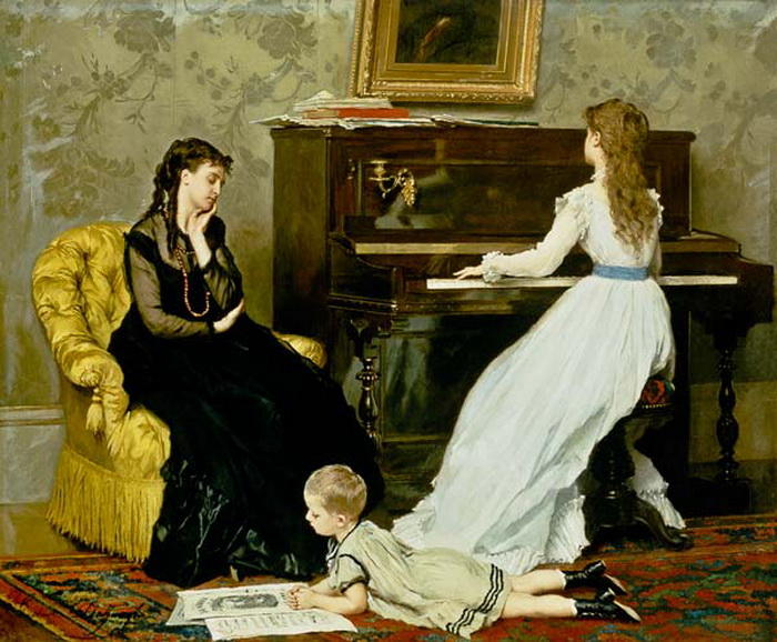 Wikioo.org - The Encyclopedia of Fine Arts - Painting, Artwork by Gustave Leonard De Jonghe - Music Hour
