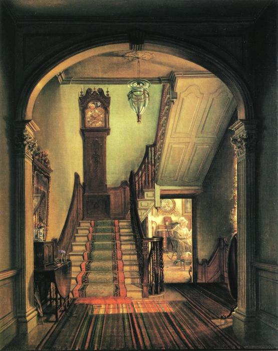 WikiOO.org - Εγκυκλοπαίδεια Καλών Τεχνών - Ζωγραφική, έργα τέχνης Edward Lamson Henry - The Old Clock on the Stairs
