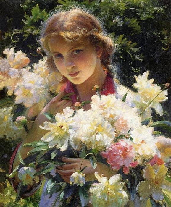 Wikioo.org - The Encyclopedia of Fine Arts - Painting, Artwork by Charles Courtney Curran - Peonies