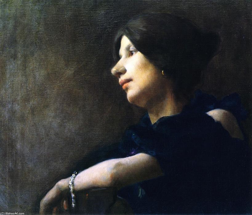Wikioo.org – L'Enciclopedia delle Belle Arti - Pittura, Opere di Colin Campbell Cooper - ritratto di una signora contro  Un  Verde  vestito
