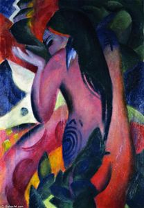 Franz Marc - Red Woman (also known as Girl with Black Hair)