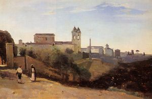 Jean Baptiste Camille Corot - Rome, the Trinita dei Monti - View from the Gardens of the Academie de France