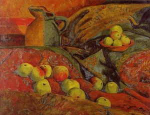 Still life with apples and jug