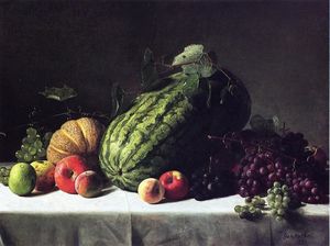 Still Life with Watermelon, Cantaloupe and Grapes