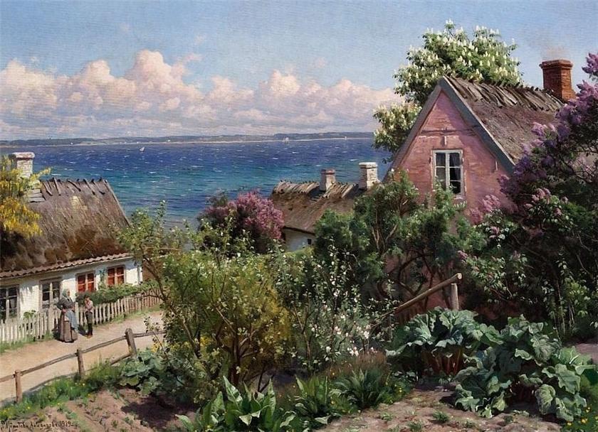 Wikioo.org - The Encyclopedia of Fine Arts - Painting, Artwork by Peder Mork Monsted - Summer day in Aalsgaarde