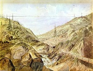 James Madison Alden - Suspension Flume, Cañon near Murhy-s Diggings, California