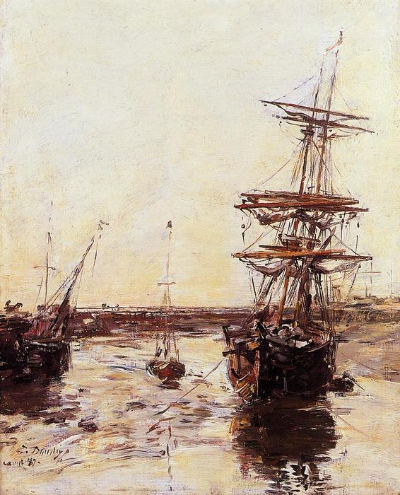 Wikioo.org - The Encyclopedia of Fine Arts - Painting, Artwork by Eugène Louis Boudin - Trouville: the Outer Harbor