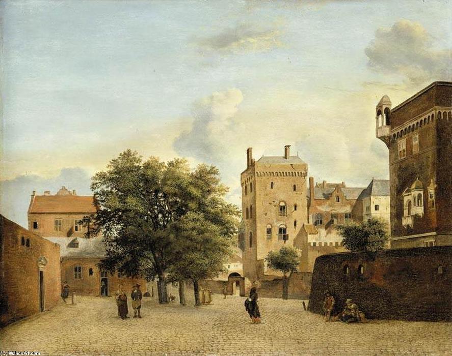 Wikioo.org - The Encyclopedia of Fine Arts - Painting, Artwork by Jan Van Der Heyden - View of a Small Town Square