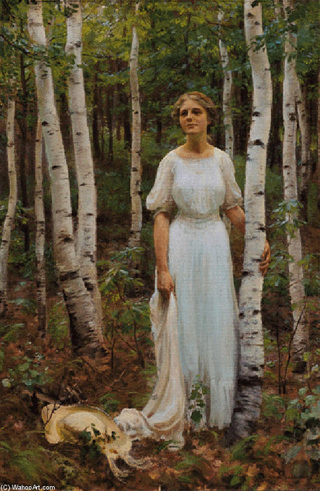 Wikioo.org - The Encyclopedia of Fine Arts - Painting, Artwork by Charles Courtney Curran - Woodland Solitude