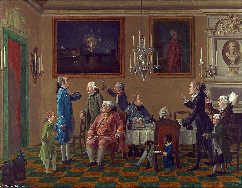 Wikioo.org - The Encyclopedia of Fine Arts - Painting, Artwork by Thomas Patch - British Gentlemen At Sir Horace Mann's Home In Florence