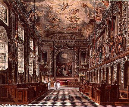 Wikioo.org - The Encyclopedia of Fine Arts - Painting, Artwork by William Henry Pyne - The Royal Chapel, Windsor Castle