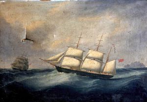 The Barque 'hugenot' In A Gale