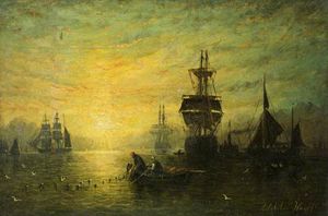 Adolphus Knell - Sunset With Boats