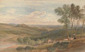 View Over A Farmstead, A Rolling Valley Beyond