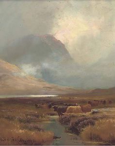 Cattle Watering In A Highland