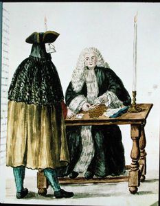 A Magistrate Playing Cards With A Masked Man