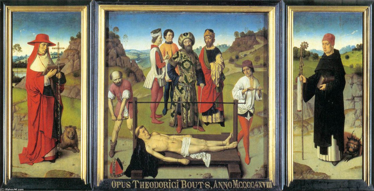 Wikioo.org - The Encyclopedia of Fine Arts - Painting, Artwork by Aelbrecht Bouts - Martyrdom Of St Erasmus (triptych)