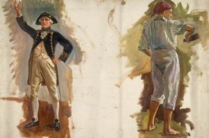 Sketches Of Two Figures For 'the Founding Of Australia'