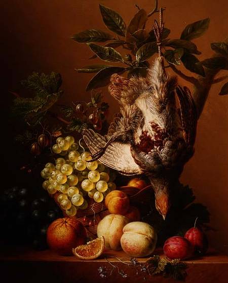 Wikioo.org - The Encyclopedia of Fine Arts - Painting, Artwork by Arnoldus Bloemers - Still Life With Fruit And A Dead Partridge