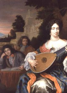A Woman Playing A Lute, With Her Two Sons Behind Her