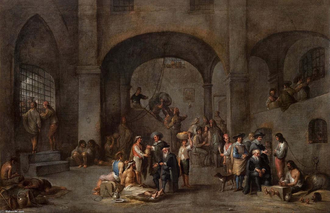 Wikioo.org - The Encyclopedia of Fine Arts - Painting, Artwork by Cornelis De Wael - To Visit The Imprisoned
