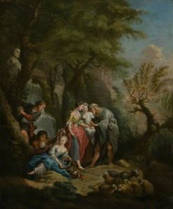 Shepherdesses With A Fortune-teller By A Waterfall