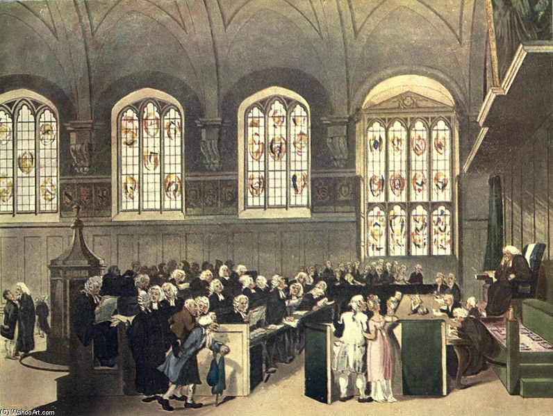 Wikioo.org - The Encyclopedia of Fine Arts - Painting, Artwork by William Henry Pyne - Court Of Chancery, Lincoln's Inn Hall