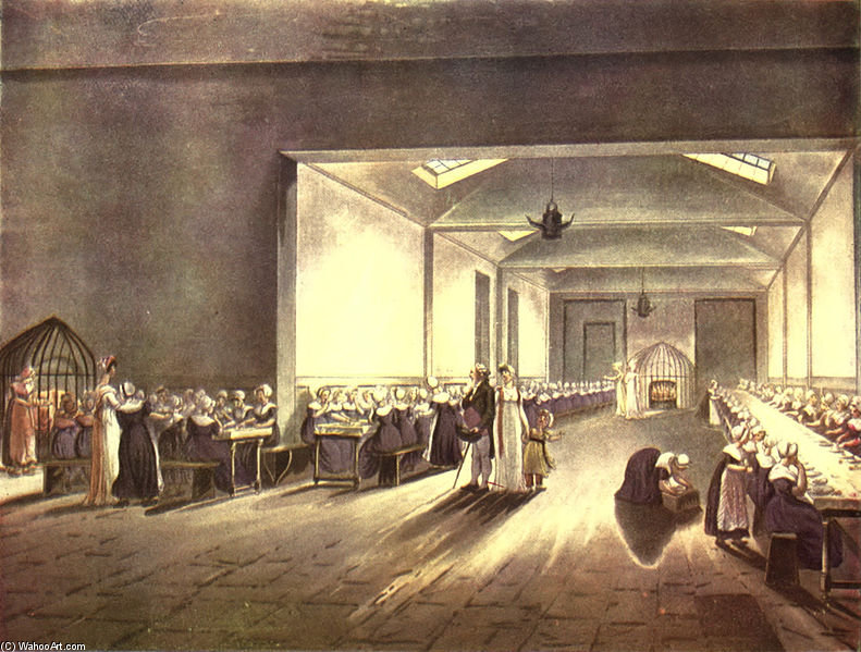 Wikioo.org - The Encyclopedia of Fine Arts - Painting, Artwork by William Henry Pyne - Dining Hall, Asylum