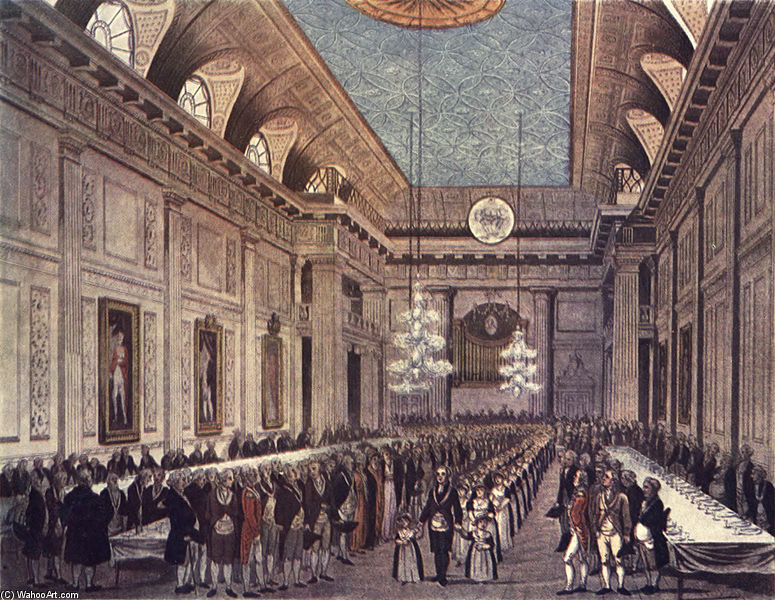 Wikioo.org - The Encyclopedia of Fine Arts - Painting, Artwork by William Henry Pyne - Freemasons' Hall